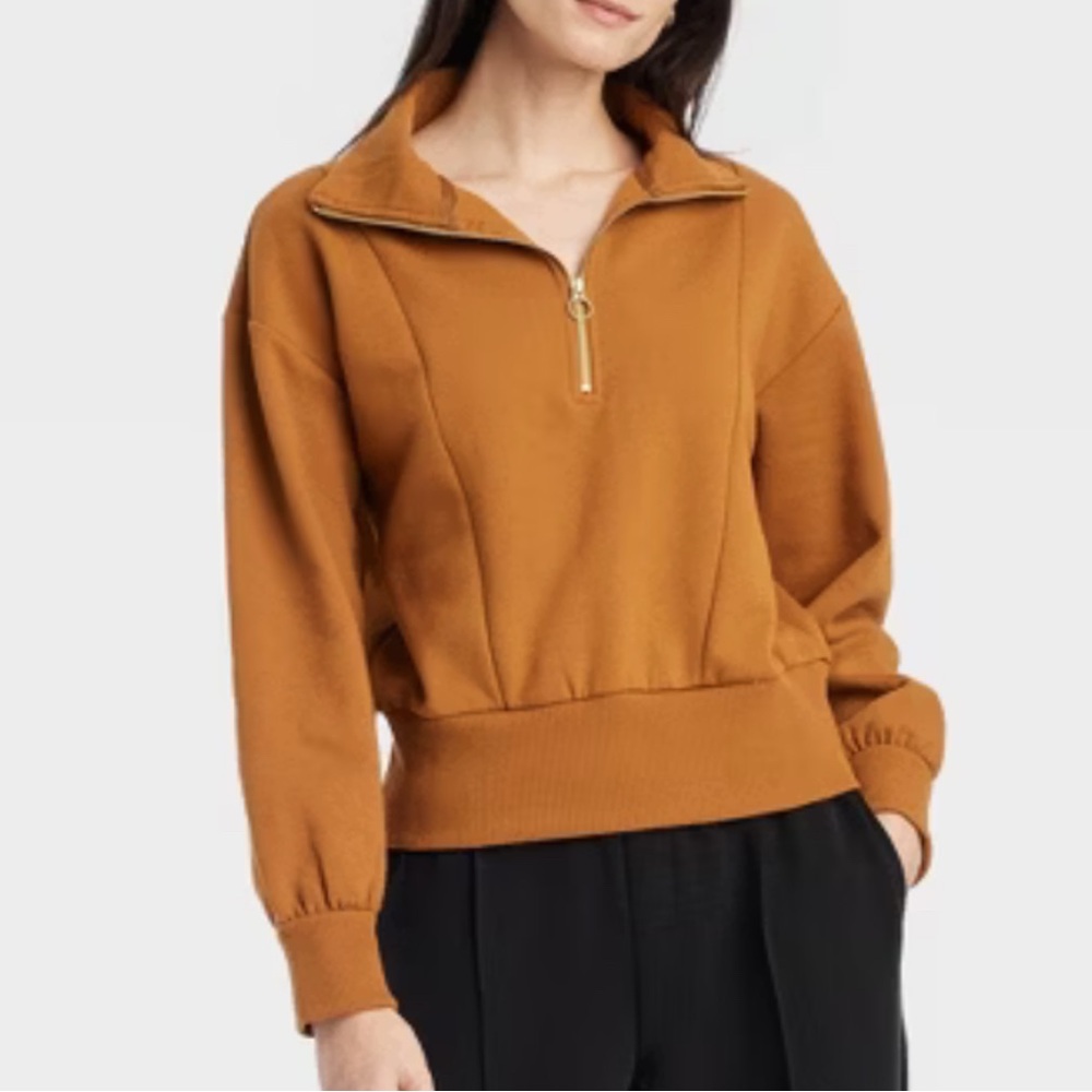 A NEW DAY | Rust Orange Quarter-Zip Pullover